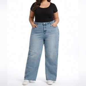 Future Collective Wide Leg Jeans Denim Sz 20 High Rise 100% Cotton 31.5” Inseam
